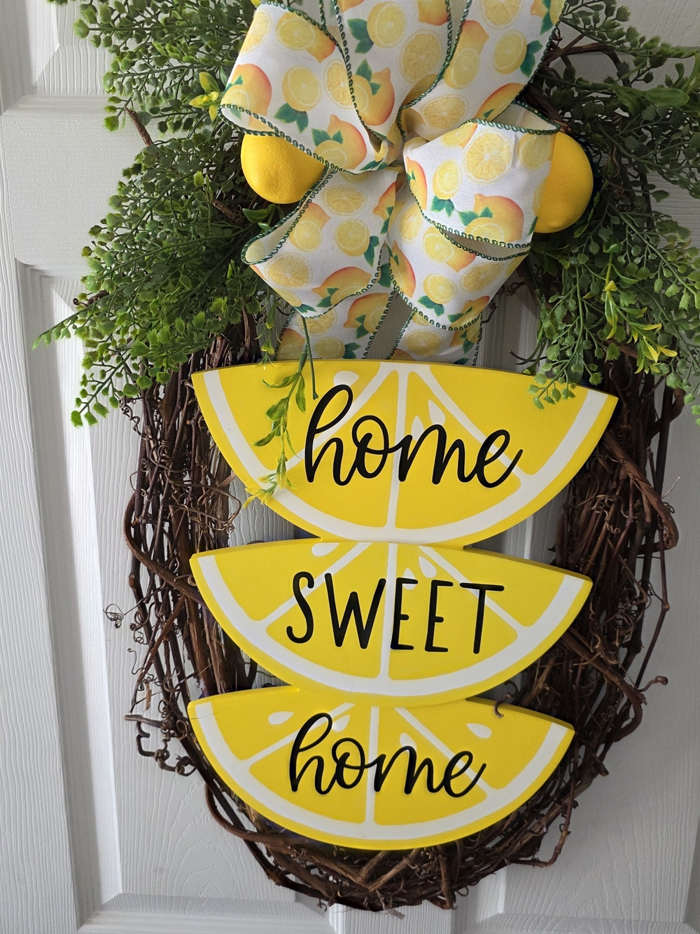 Yellow Lemon "Home Sweet Home" Door Wreath - Home Decor